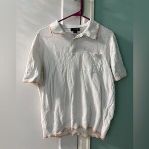 Banana Republic Men’s White Polo with Peach Trim